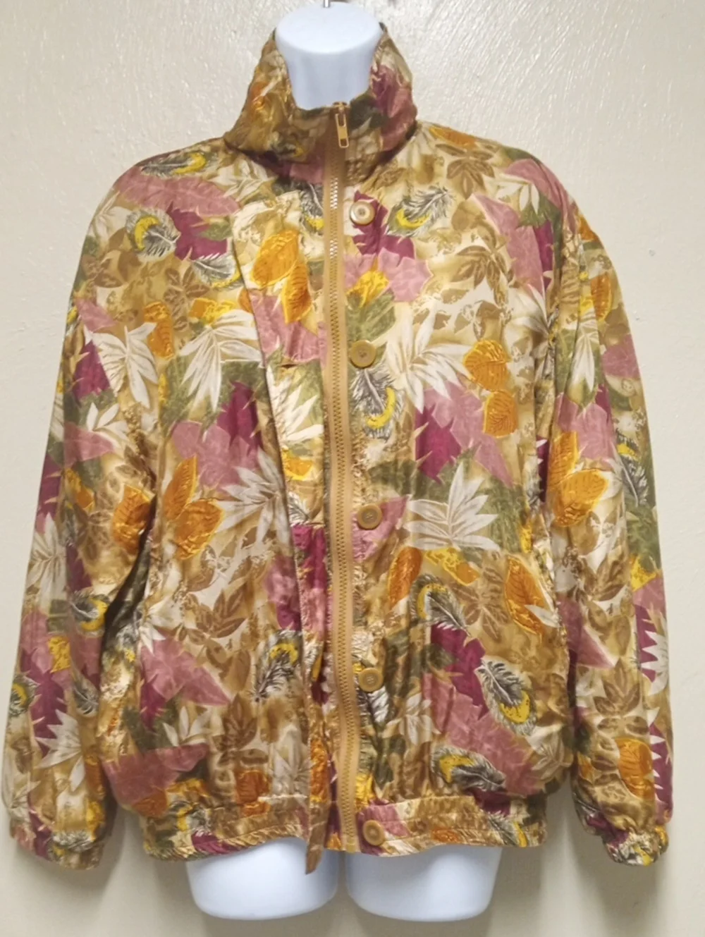 Vintage Fall Silk Light Jacket Size Small Runs Medium With Pockets Vital Zone - Picture 3 of 11